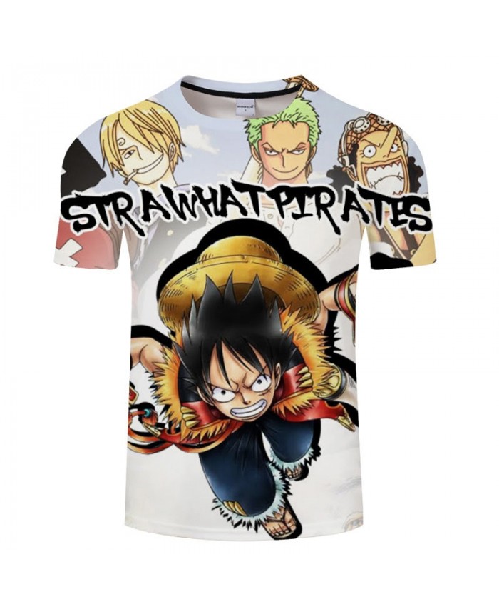 One Piece Straw Hat Pirates 3D Print Men tshirt Crossfit Shirt Casual Summer Short Sleeve Male tshirt Men Round Neck