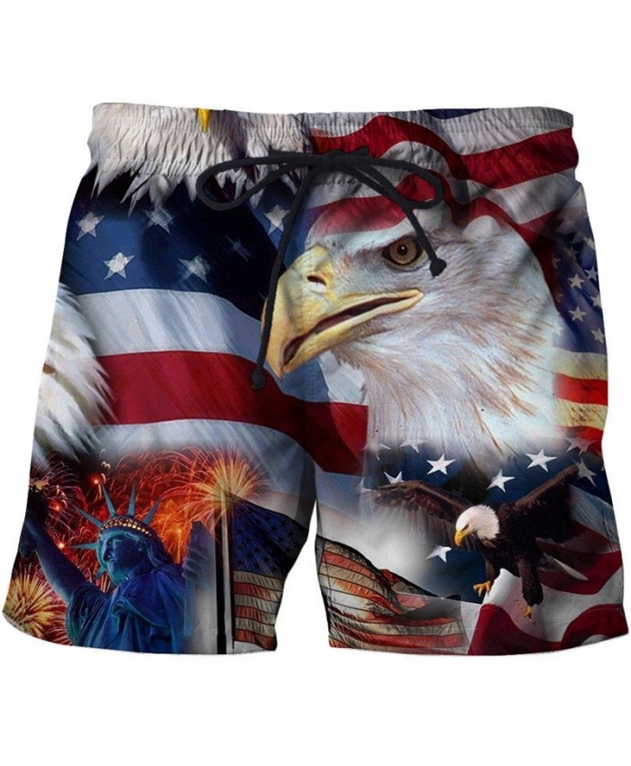 Owl Men 3D Printed Beach Shorts Summer Male Quick Dry Breathable Watersport Casual Summer USA Flag Board Shorts