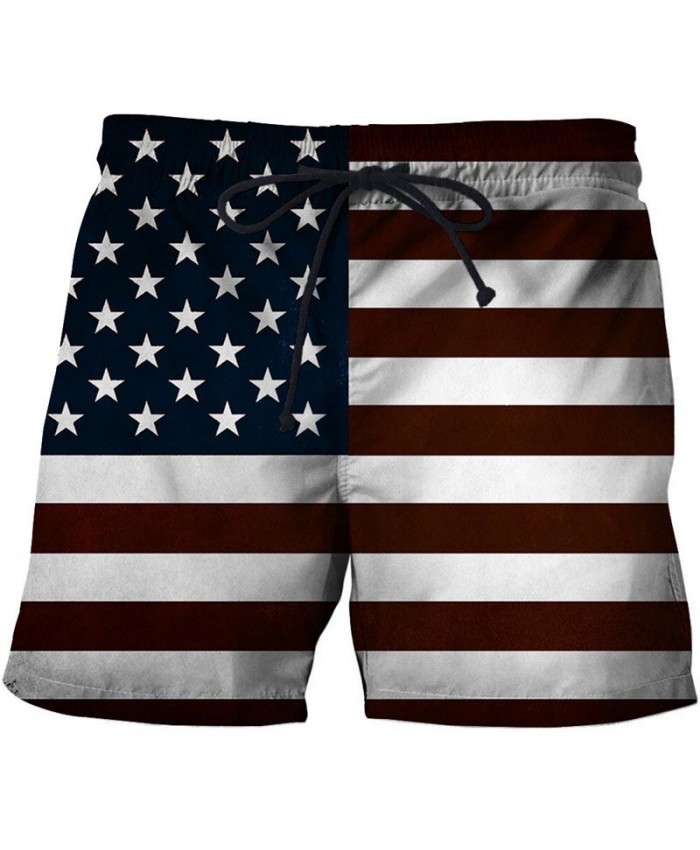 Pentagram Men 3D Print Beach Shorts Summer Male Quick Dry Breathable Watersport USA Flag Casual Summer Board Shorts