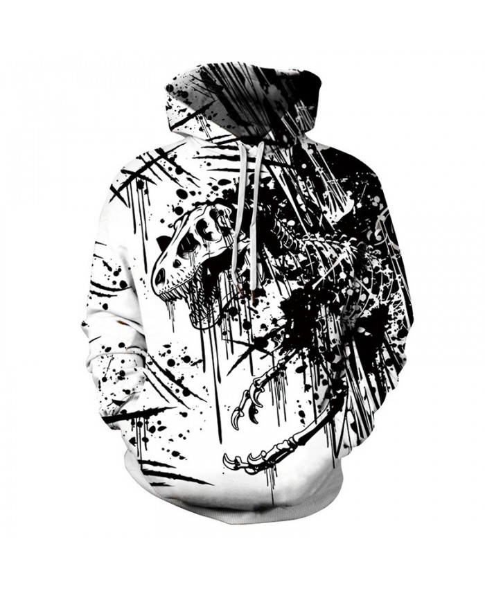 Personality graffiti dinosaur skull printed casual hooded pullover Fashion hoodies