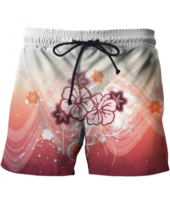 Pink Flower Men Beach Shorts 3D Print Men Shorts Casual Cool Summer Men Elastic Waist Male Fitness Shorts Drop Ship