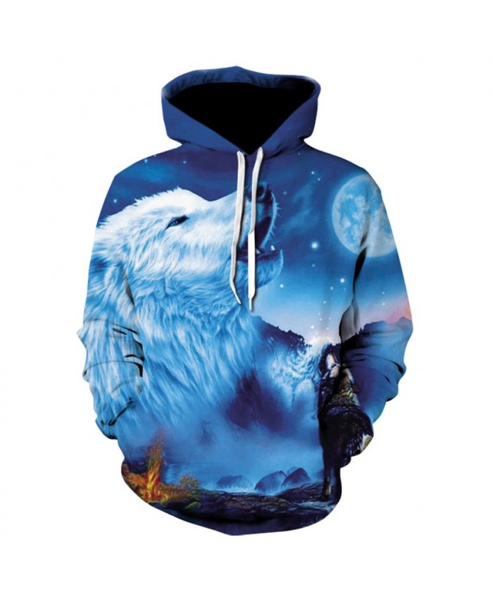 Plus Size Howling wolf Hoodies Hip Hop Unisex Hoody Sweatshirt 3d Animal Print Tracksuit Pullover With Big Pockets