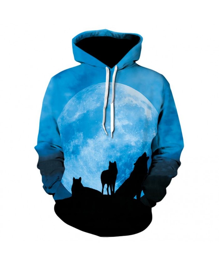 Plus Size Three wolves Hoodies Hip Hop Unisex Hoody Sweatshirt 3d Animal Print Tracksuit Pullover With Big Pockets