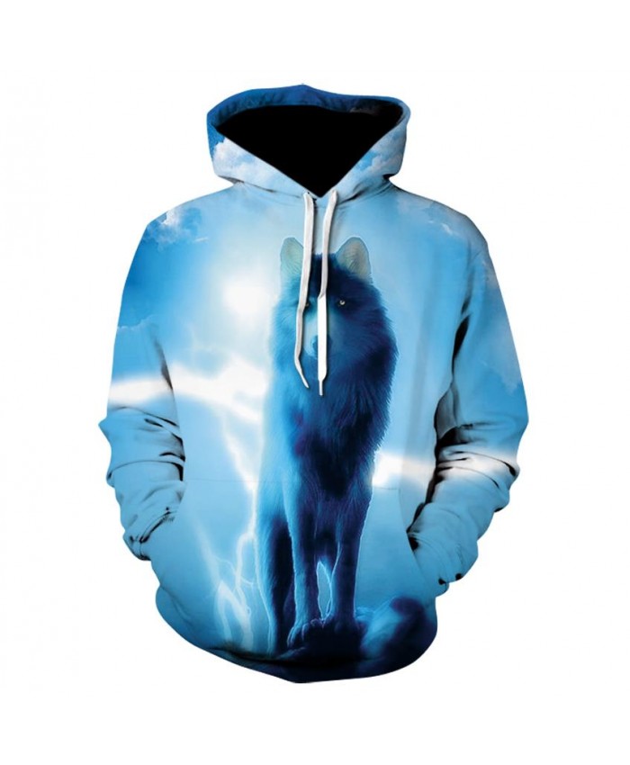 Plus Size Blue Wolf Hoodies Hip Hop Unisex Hoody Sweatshirt 3d Animal Print Tracksuit Pullover With Big Pockets