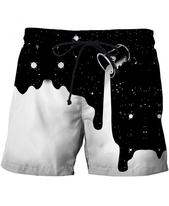 Pouring Milk 3D Printed Men Board Shorts Elastic Waist Beach Short Watersport Summer Male Clothing Short Trousers