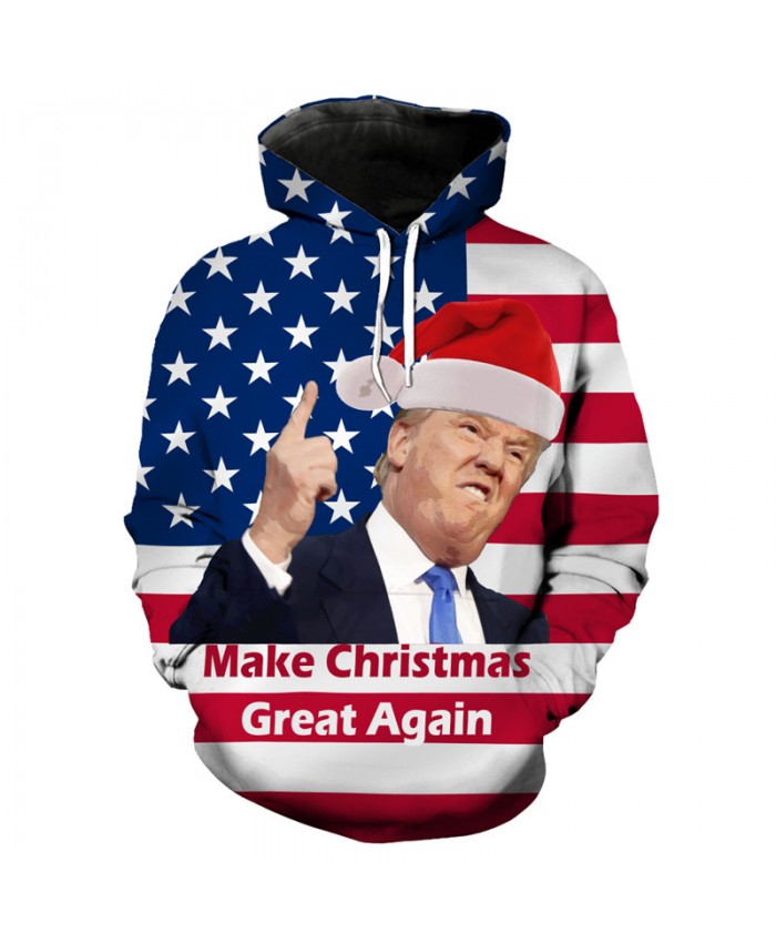 President Trump's Santa Claus Print Fun Hoodie Fashion Christmas streetwear cool sweatshirt Dropshipping and Wholesale EU Size
