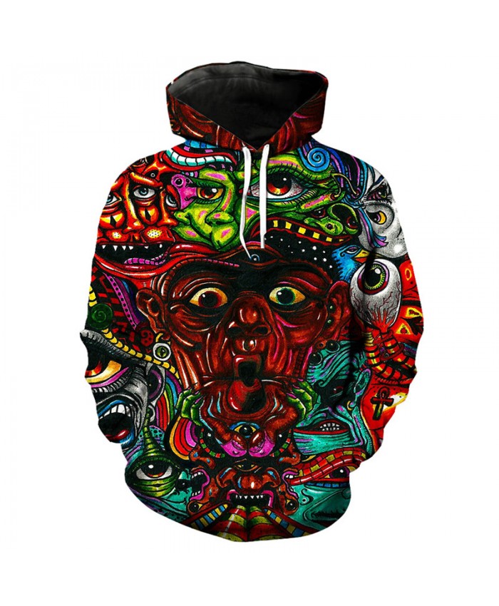 Psychedelic art colorful eye print fashion 3D hooded sweatshirt pullover