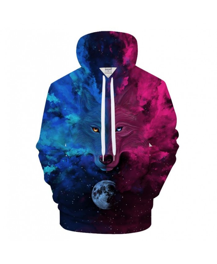 Purple 3D Hoodies Men Wolf Hoodie Animal Hoody Streatwear Sweatshirt Casual Tracksuit Pullover Hoodie Autumn Dropship