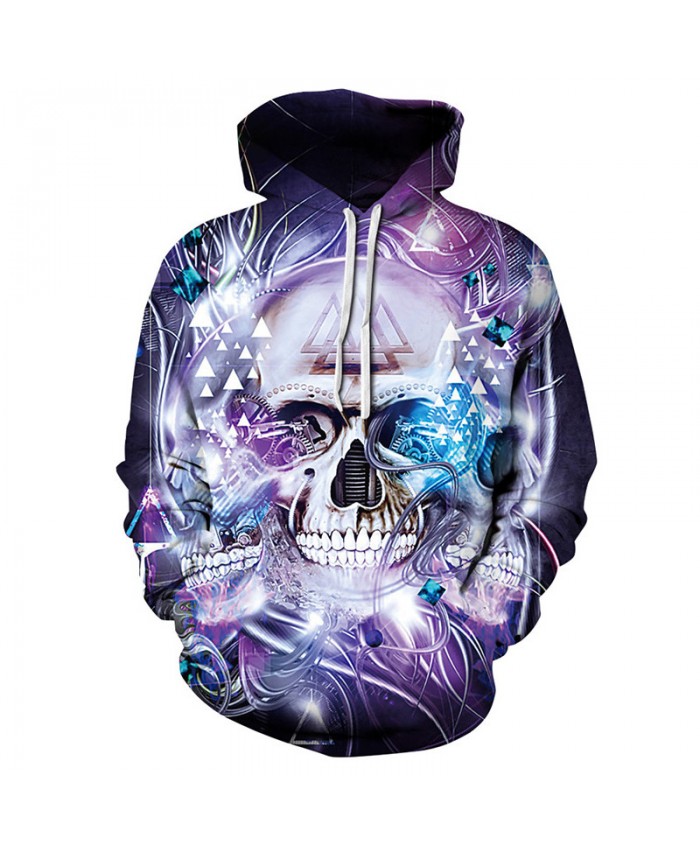 Purple Couple Hoodie Starry skull Print Cool Pullover Hoodie