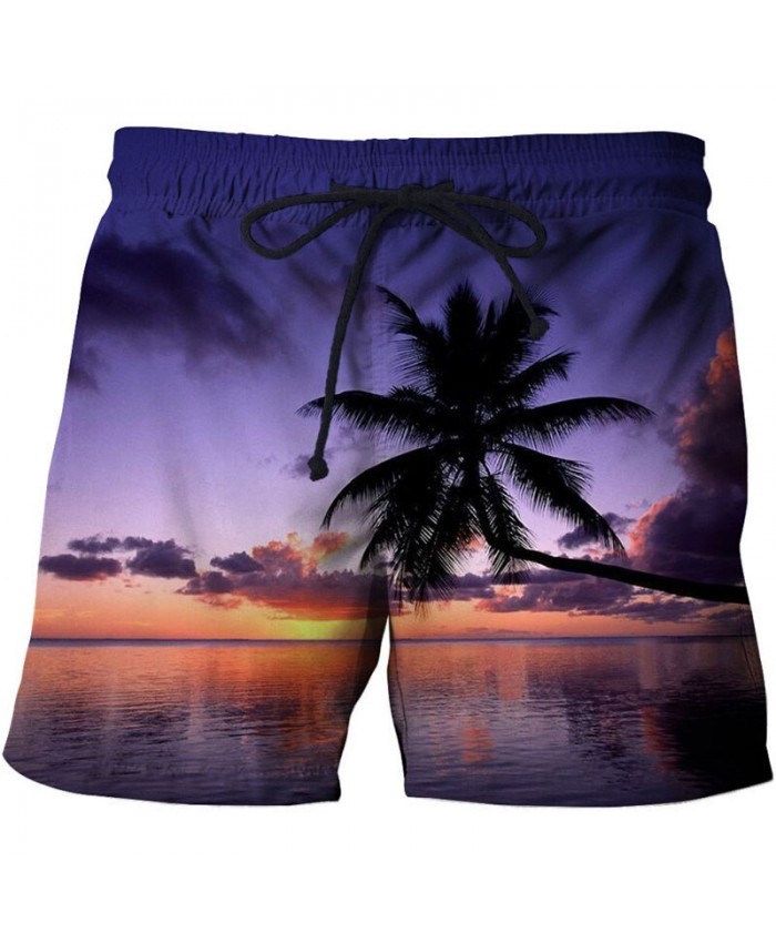 Purple Sky Men Board Shorts 3D Print Men Shorts Casual Summer Cool Men Elastic Waist Male Beach Shorts Drop Ship