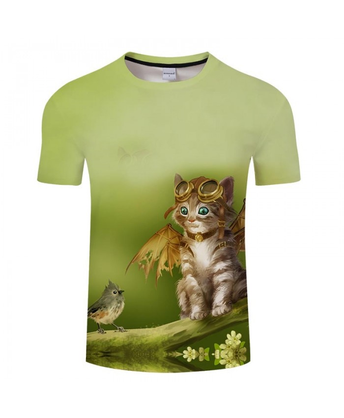 Put On Wings Cat 3D Print Men tshirt Crossfit Shirt Casual Summer Short Sleeve Men Brand T Shirt Men Round Neck
