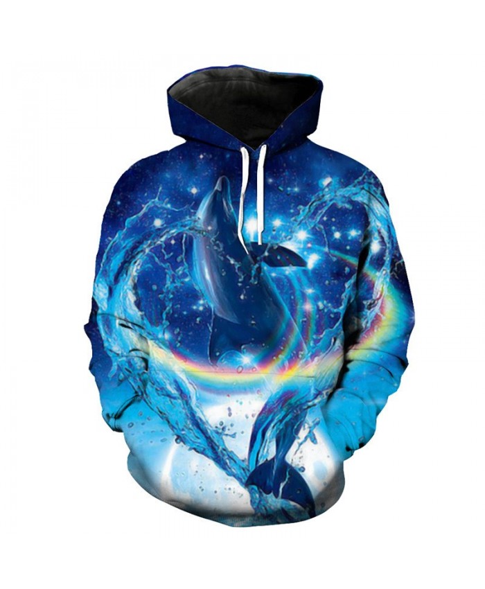 Rainbow Love Dolphin Fashion Hoodie Sweatshirt Men Women Pullovers Men Women Casual Pullover Sportswear