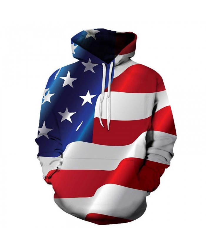 Red And White Wide Strip 3D Printed Pullover Sweatshirt Pullover Hoodie USA Flag Hoodie Fashion Men Hoodie Fashion