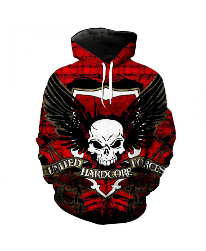Red Men's Sweatshirt Angel Wings Skull Printing Fashion Hooded New Arrive Pullover Tracksuit Pullover Hooded Sweatshirt