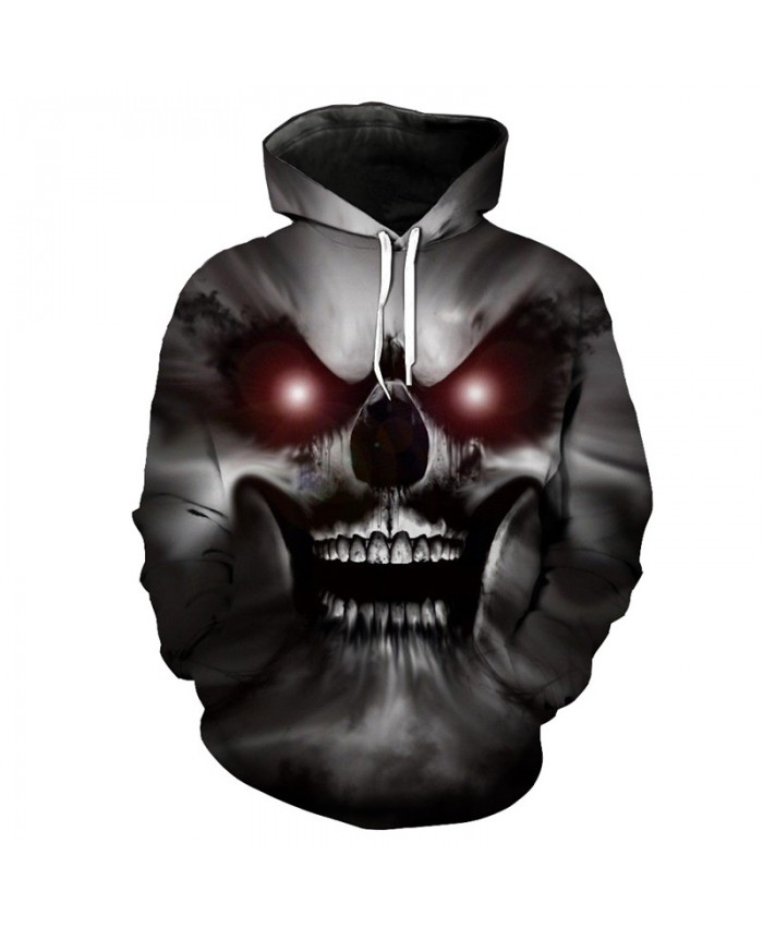Red-eyed Horror Demon Skull Print 3D Hooded Pullover Halloween Style Fashion Sweatshirt Tracksuit Pullover Hooded Sweatshirt