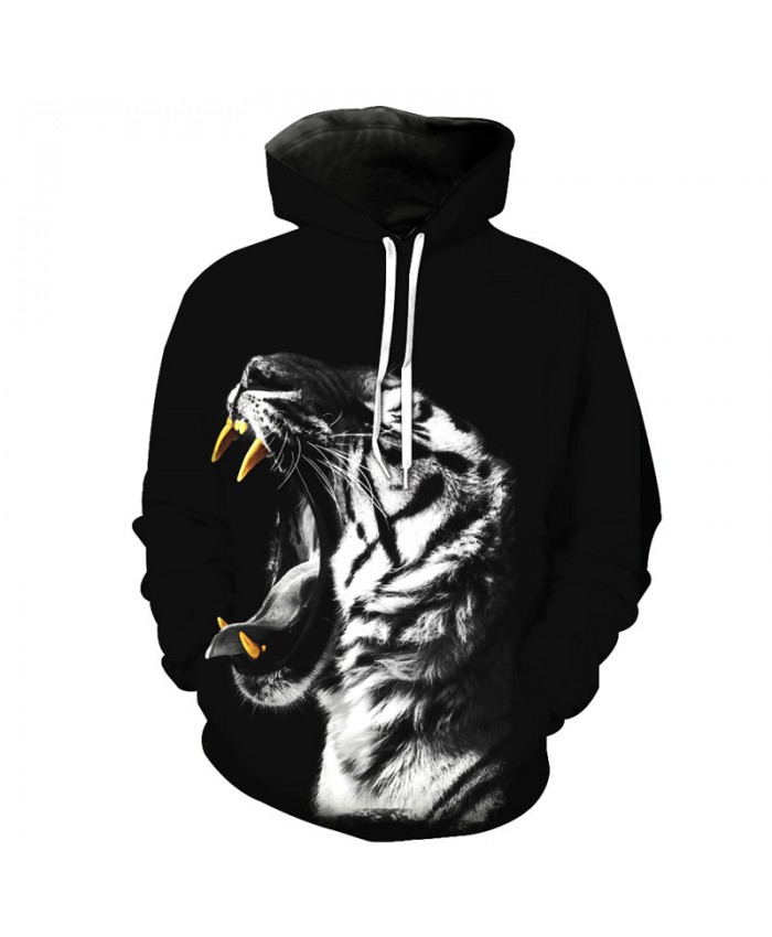 Roar White Tiger Hooded Sweatshirts Casual Hoodie Autumn Tracksuit Pullover Hooded Sweatshirt