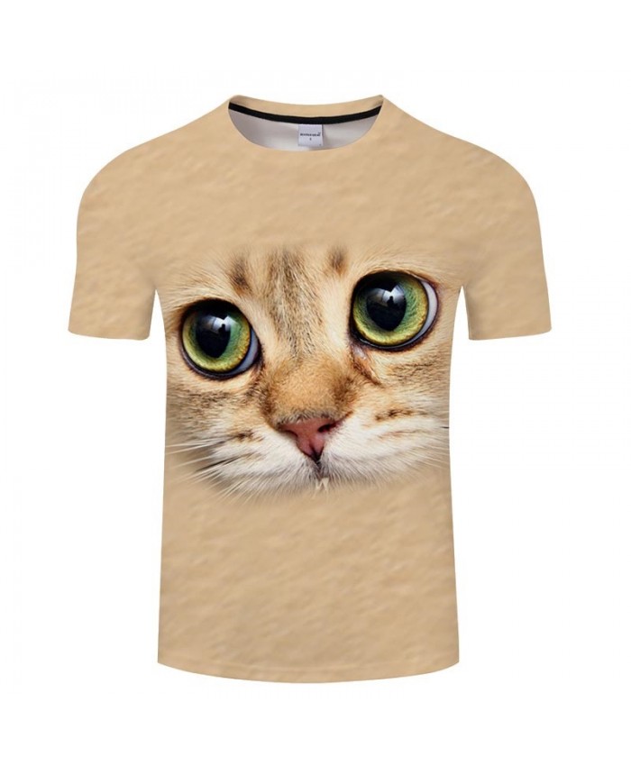 Sad Eyes Cat 3D Printed Men tshirt Crossfit Shirt Casual Summer Short Sleeve Male tshirt Brand Men Loose Round Neck