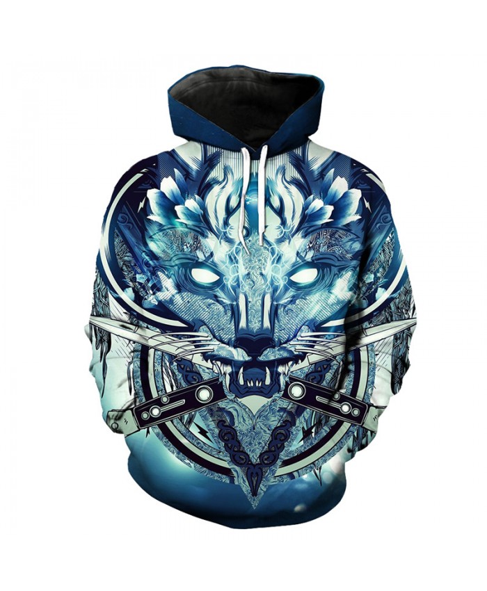 Samurai Wolf Print Fashion Hooded Sweatshirt Men Women Casual Pullover Sportswear