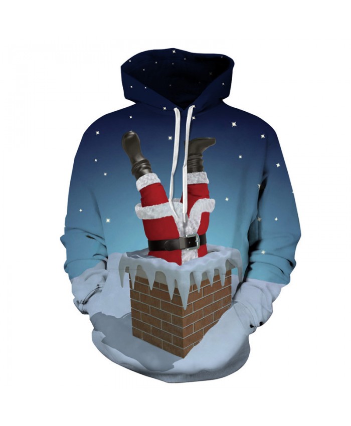 Santa Claus entered the chimney printing fashion Christmas series pullover sweatshirt 3D Pattern Print Hoodies Men Women Casual Sweatshirt