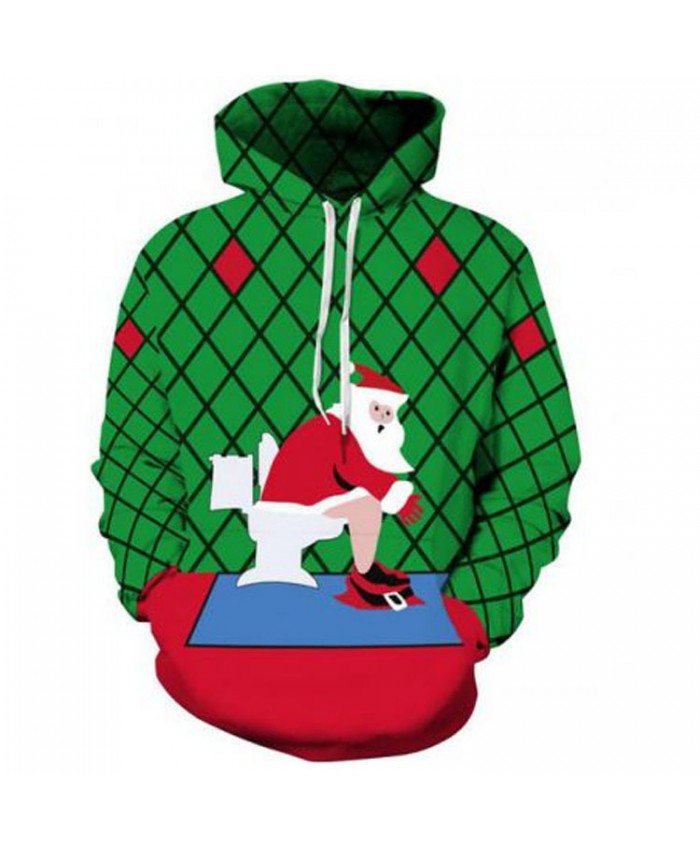 Santa Claus on the toilet Christmas Hoodies 3D Sweatshirts Men Women Hoodie Print Couple Tracksuit Hooded Hoody Clothing