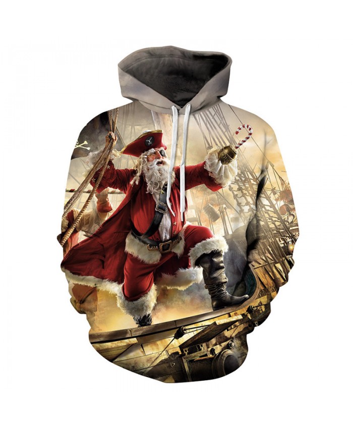 Santa became a pirate Christmas Hoodies 3D Sweatshirts Men Women Hoodie Print Couple Tracksuit Hooded Hoody Clothing