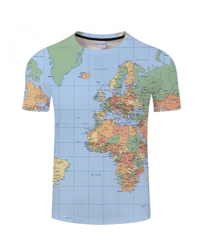 Seven Oceans Map 3D Printed Men tshirt Mens Shirt Casual Summer Short Sleeve Men T Shirts Fashion Men Round Neck