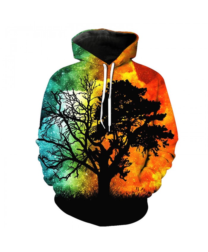 Seven-color Sky Life Tree Hoodie Autumn Hooded Sweatshirt