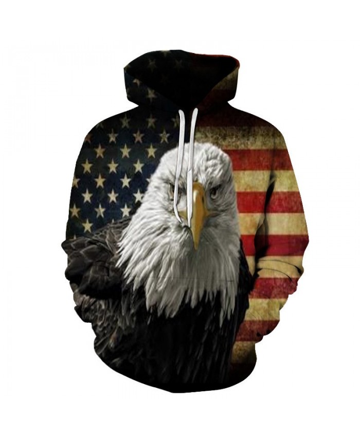 Shabby American Flag Eagle Print Casual Hooded Sweatshirt Casual Hoodie Autumn Tracksuit Pullover Hooded Sweatshirt