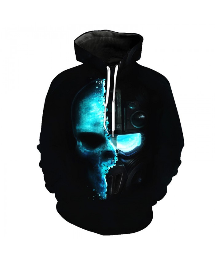 Skeleton Mask Printing Men's Fashion Hooded Sweatshirt Pullover Tracksuit Pullover Hooded Sweatshirt