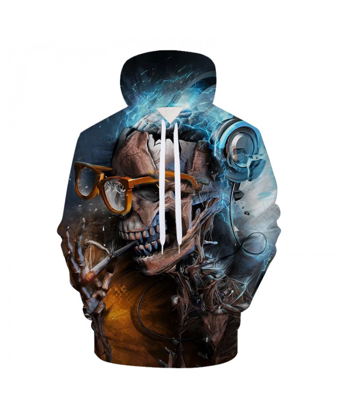 Skull Smoking Men Hoodies Sweatshirts 3D Printed Funny Hip HOP Hoodies Novelty Streetwear Hooded Autumn Jackets Male Tracksuits