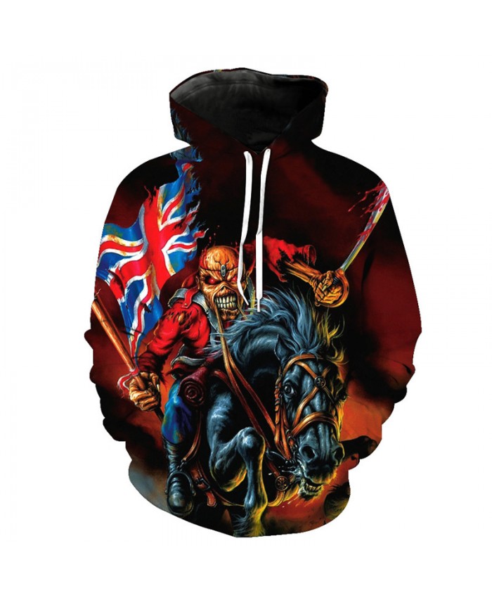 Skull Style Men's Sweatshirts Zombie Knight British Flag Fashion Hoodie Pullover Tracksuit Pullover Hooded Sweatshirt