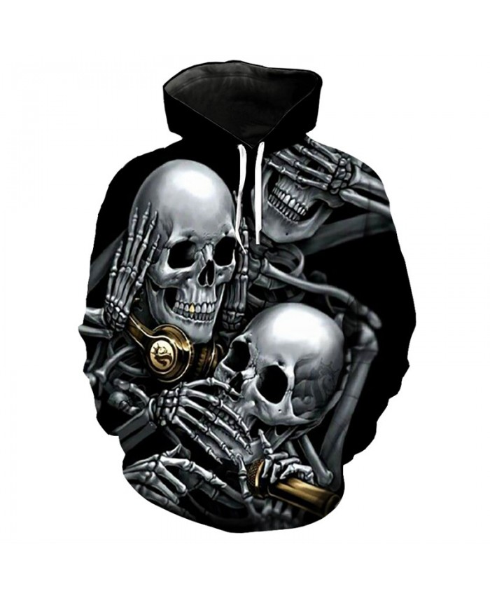 Skull music party fun 3D hooded sweatshirt fashion pullover streetwear Tracksuit Pullover Hooded Sweatshirt