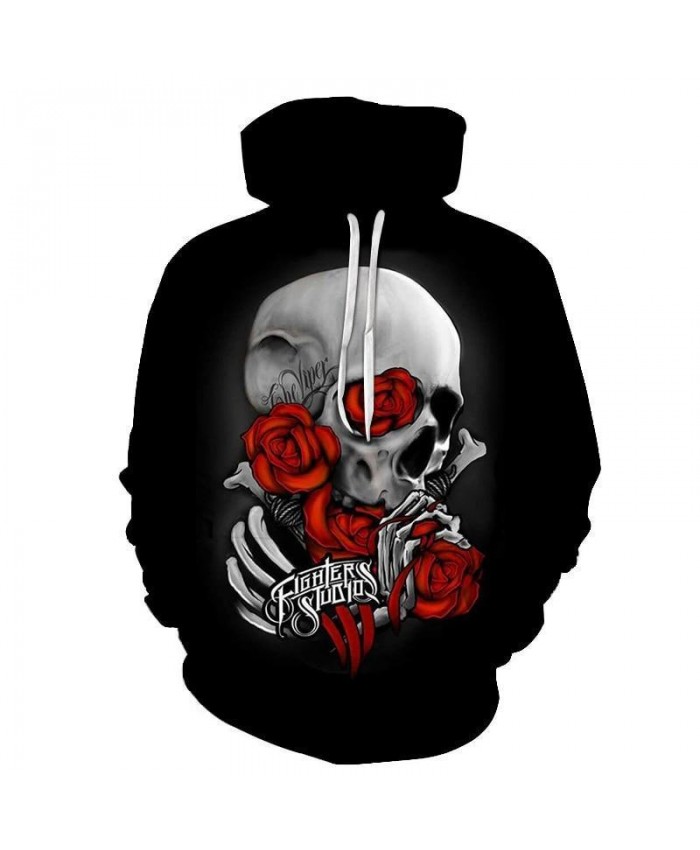 Skull wear Red Rose 3D Prints Hoody Pullover 2021 Mens Autumn Hoodies Sweatshirt Drop Ship Hoodies Cloth