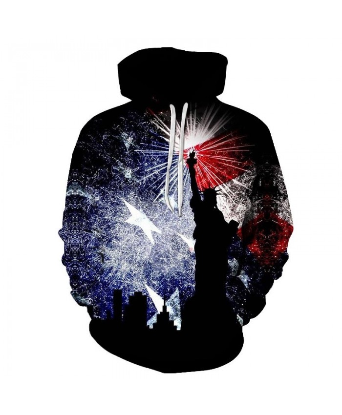Sky Fireworks 3D Printed Pullover USA Flag Pullover Hoodie Casual Hoodie Fashion Men Hoodie Fashion Casual Quality