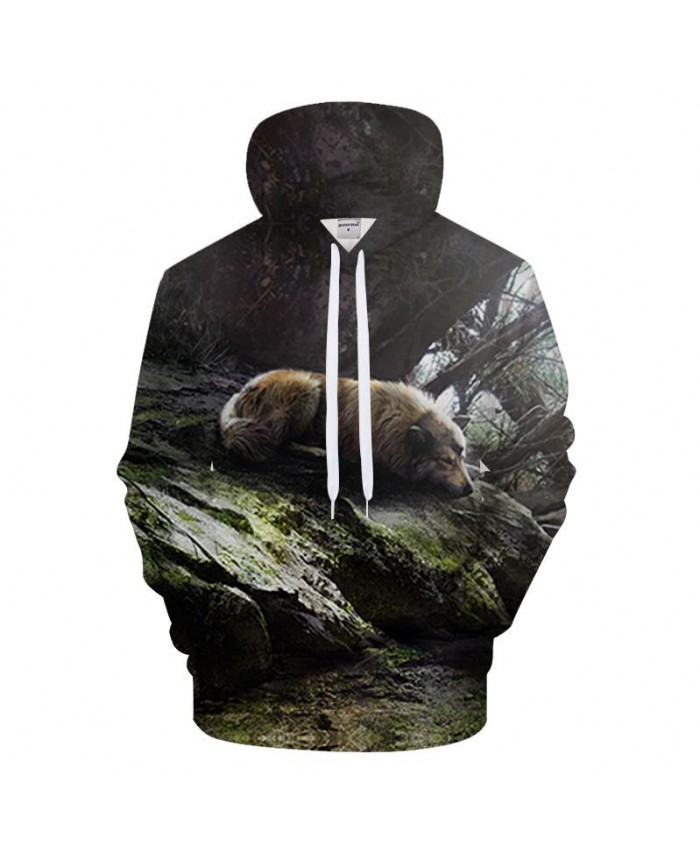Sleeping 3D Hoodies Men Wolf Sweatshirt Harajuku Tracksuit Casual Pullover Print Hoody Funny Coat Brand 2021 DropShip