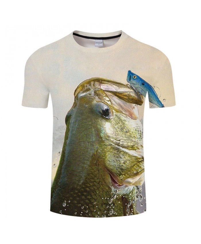 Small Fish Climbed Onto The Big Fish 3D Print T Shirt Men tshirt Summer Casual Slim Men Short Sleeve O-neck Tops&Tee