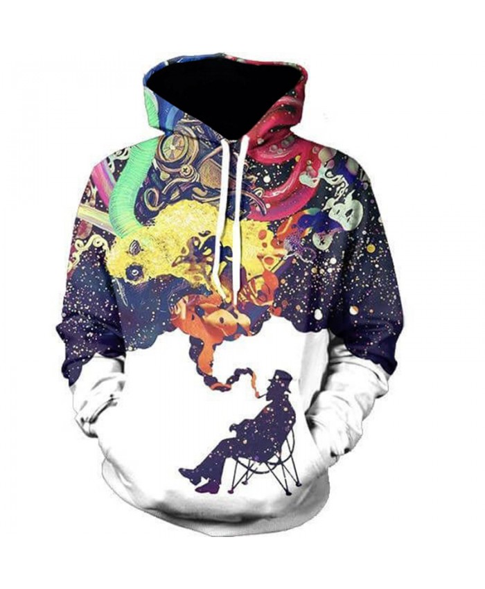 Smoke Universe Galaxy Print Casual Neutral Hoodie Fashion Hooded Sweatshirt