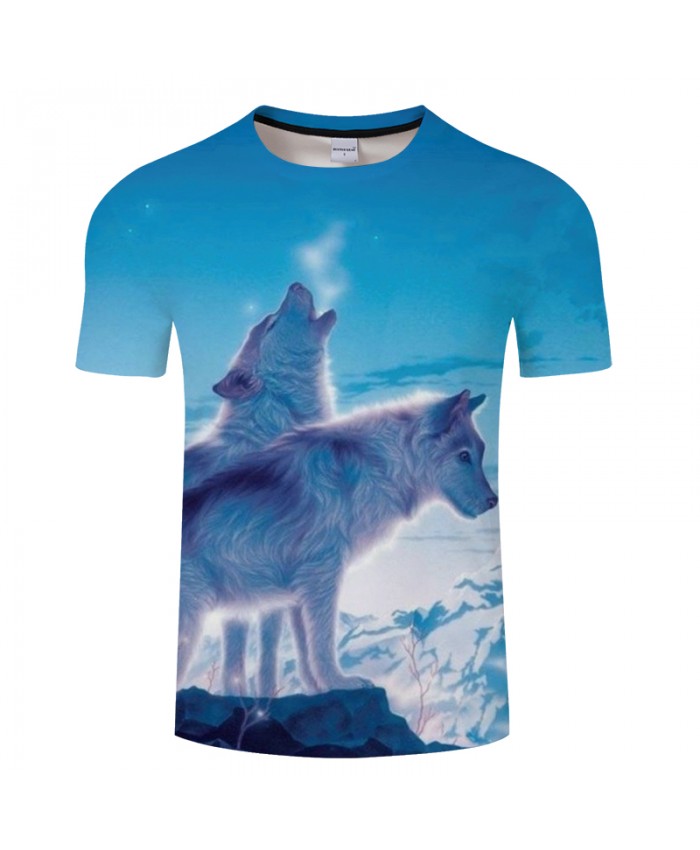 Snow Wolf 3D Print t shirt Men Women tshirt Summer Funny Short Sleeve O-neck Tops-Tee Blue Classic 2019 Drop Ship