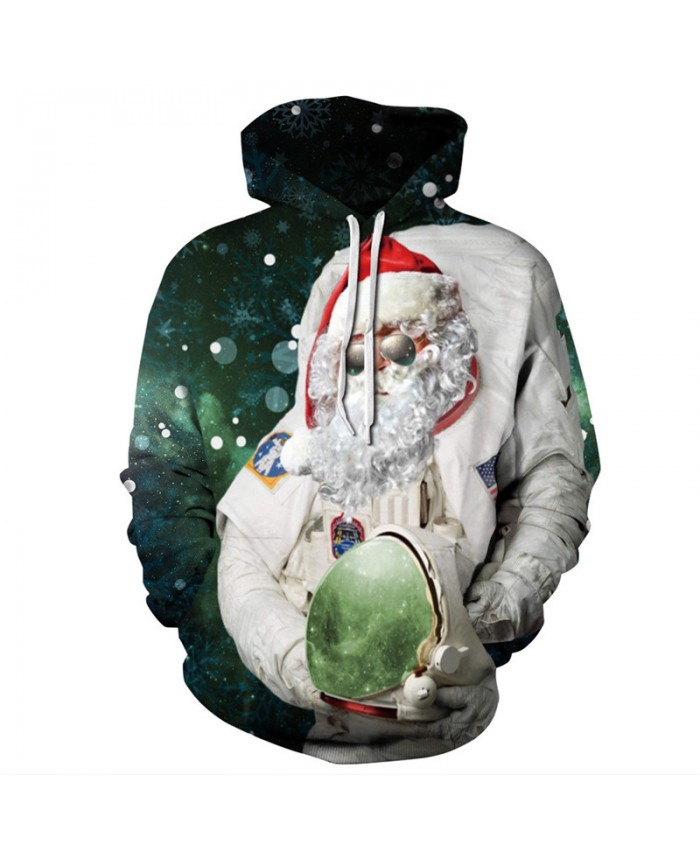 Space Astronaut Santa Prints Fun 3D Christmas Series Hooded Sweatshirt Pullover sweatshirt 3D Pattern Print Hoodies Men Women Casual Sweatshirt