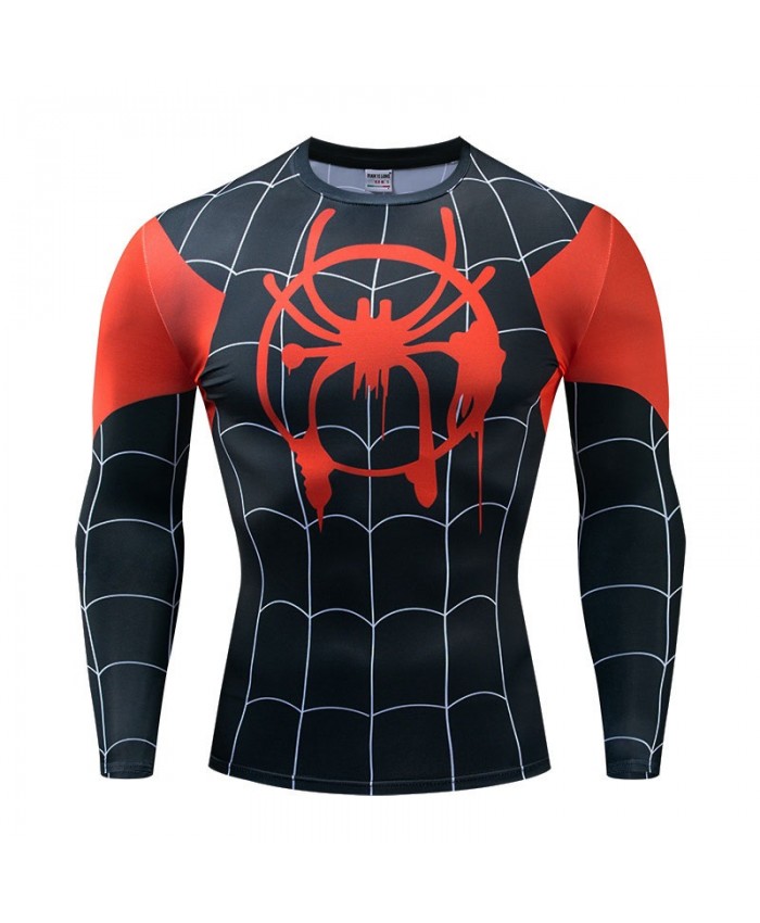 Spider Long Sleeve Men The Avengers 4 Fitness Compression Bodybuilding ...