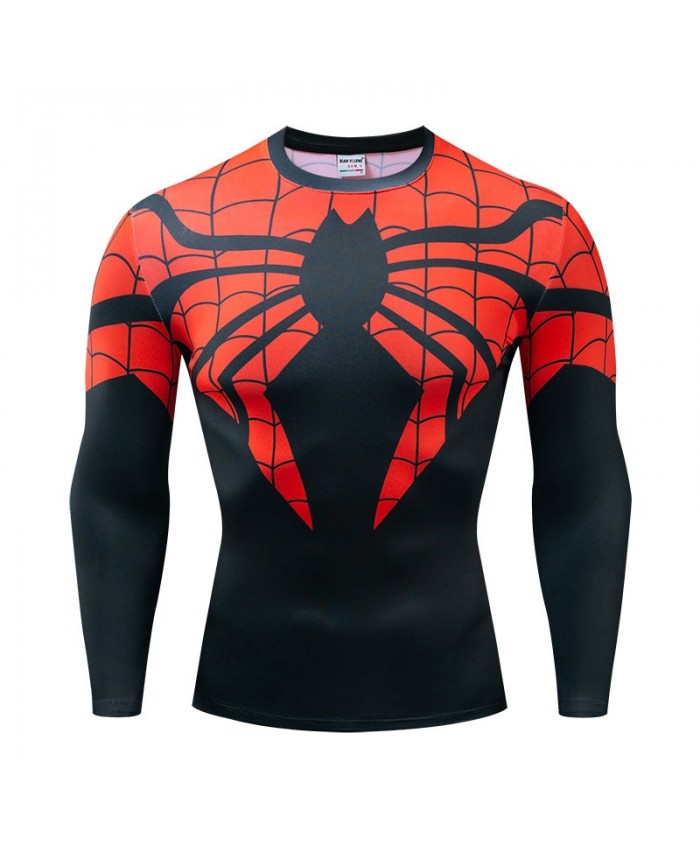 Spider Long Sleeve Men The Avengers 4 Fitness Compression Bodybuilding ...