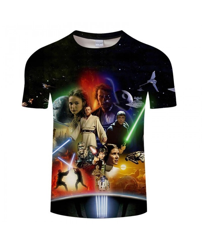 Star Wars Take A Sword Fight 3D Print T Shirt Men tshirt Summer Casual Short Sleeve O-neck Tops&Tee White 2021 New Drop Ship