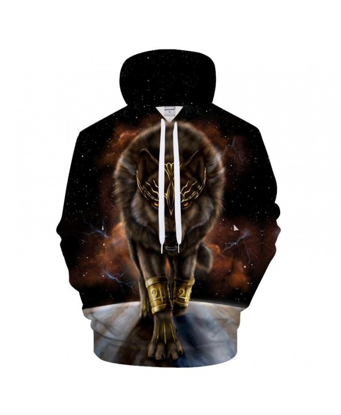 Starry Wolf 3D Sweatshirts Unisex Hoodies With 3D Print Unique Autumn Winter Loose Thin Hooded Hoody Tops&Tees
