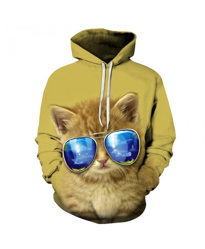 Sunglasses Cat 3D Printed Mens Pullover Sweatshirt Pullover Casual Hoodie Men Streetwear Sweatshirt Hoodie Clothes