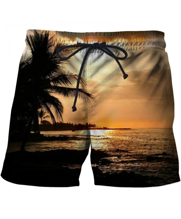 Sunset Men Board Shorts 3D Print Men Shorts Casual Summer Cool Men Elastic Waist Male Fitness Shorts Drop Ship