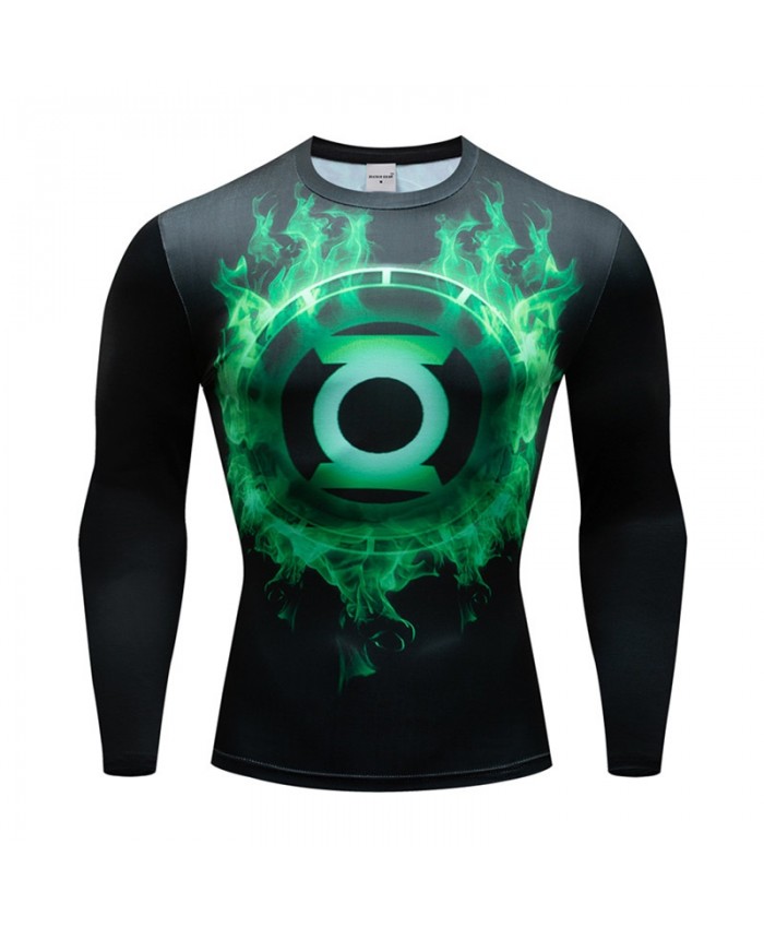 Superman Green Men Compression T-Shirt Bodybuilding Fitness Tops T-shirts Long Sleeve Tees Cosplay Brand Crossfit New