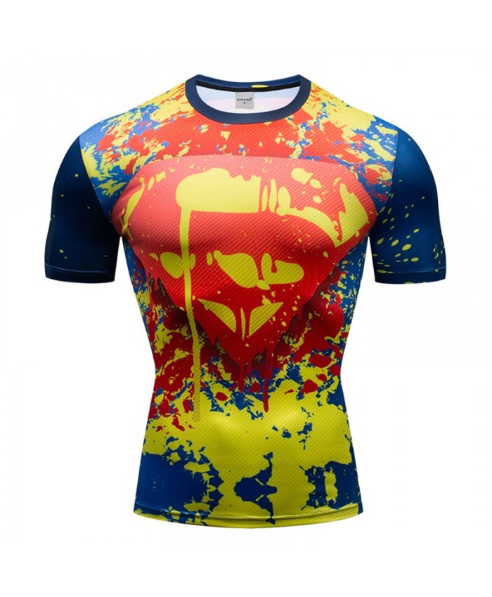 Superman T-Shirt Men Tops Short Sleeve Tees Fitness Shirt Compression Shirt Iron Man Crossfit Bodybuilding Camiseta