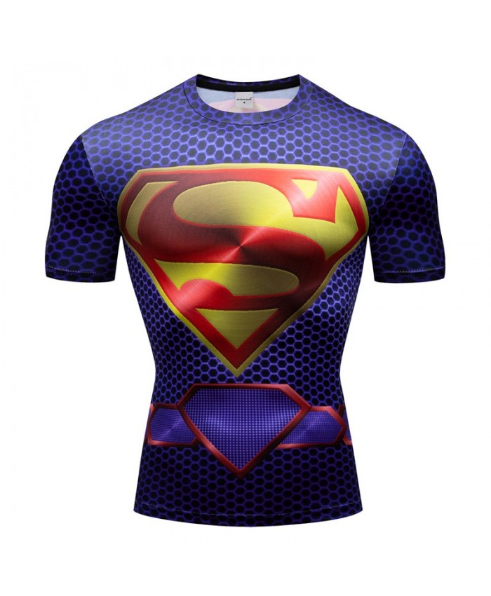 Superman T Shirt Men Tops Short Sleeve Tees Fitness Shirt Compression Super Hero Crossfit Bodybuilding Camiseta