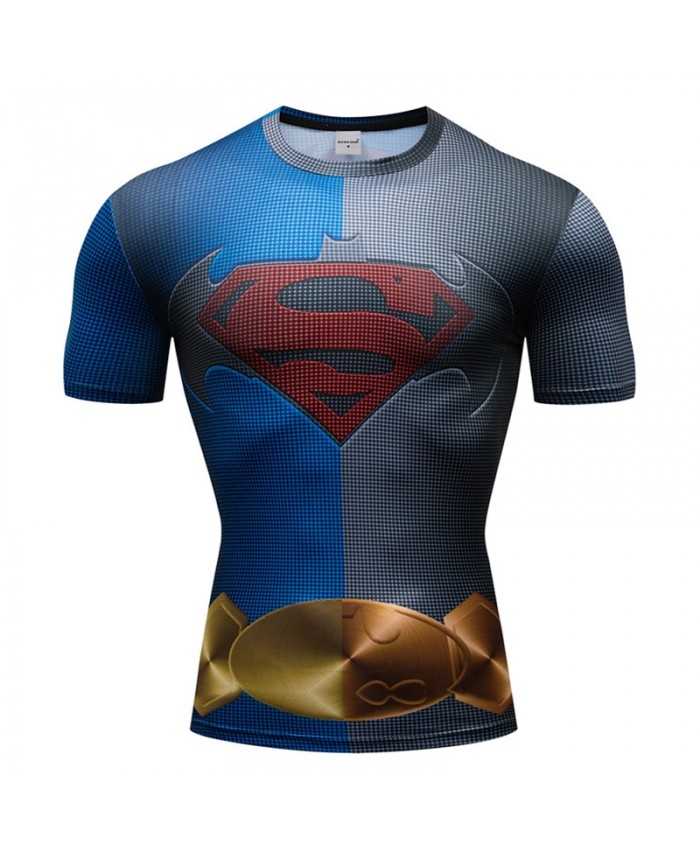T Shirt Superman Men Tops Iron Man Short Sleeve Tees Fitness Shirt Compression Shirt Crossfit Bodybuilding Camiseta