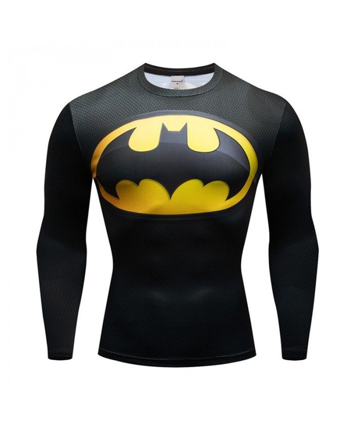 T-shirts Men Compression Tshirts Bodybuilding Fitness Tops Long Sleeve Tees Batman Iron Man Cosplay Brand Crossfit New